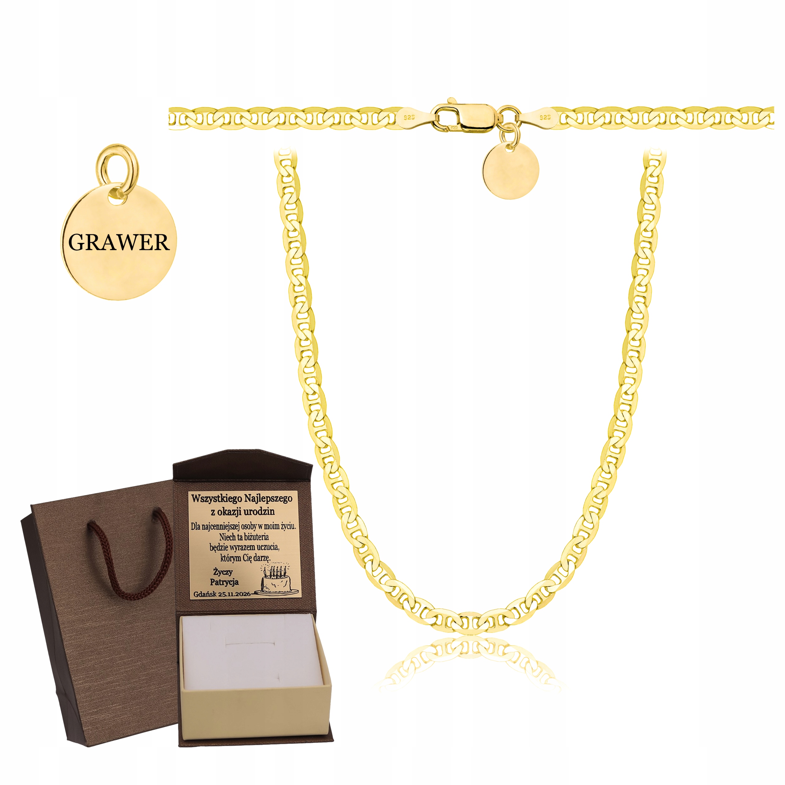 Pánské Ryzost 925 585, Masivní Řetízek Řetízek Gravírování Bonus