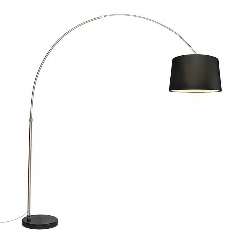 Lampa łukowa stalowy klosz z tkaniny czarny 45 cm XXL