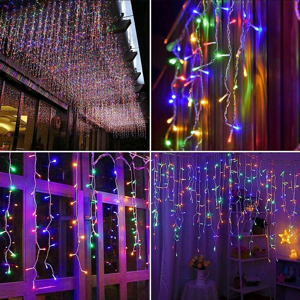 Lampki LED 300 Kurtyna Świetlna Sople ZEWNĘTRZNE Girlanda multikolor FLASH