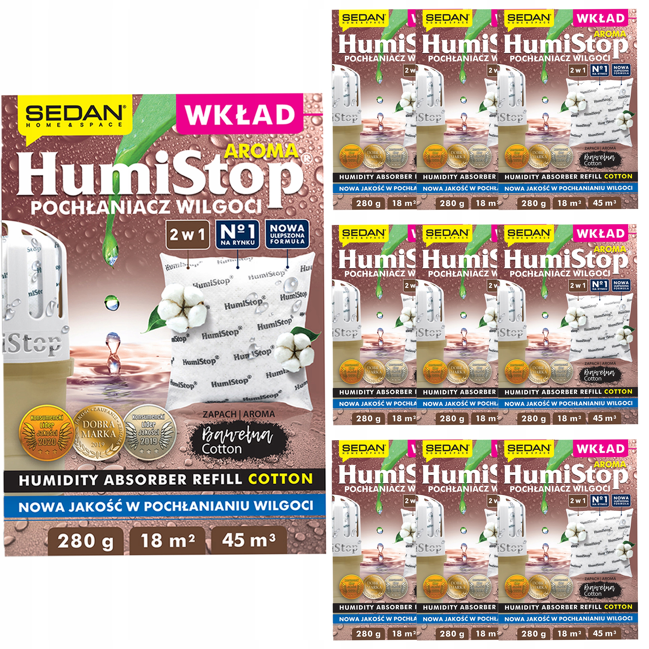 10 x Humistop Náhradní náplň do pohlcovače vlhkosti 280 g Vůně Bavlna Atest