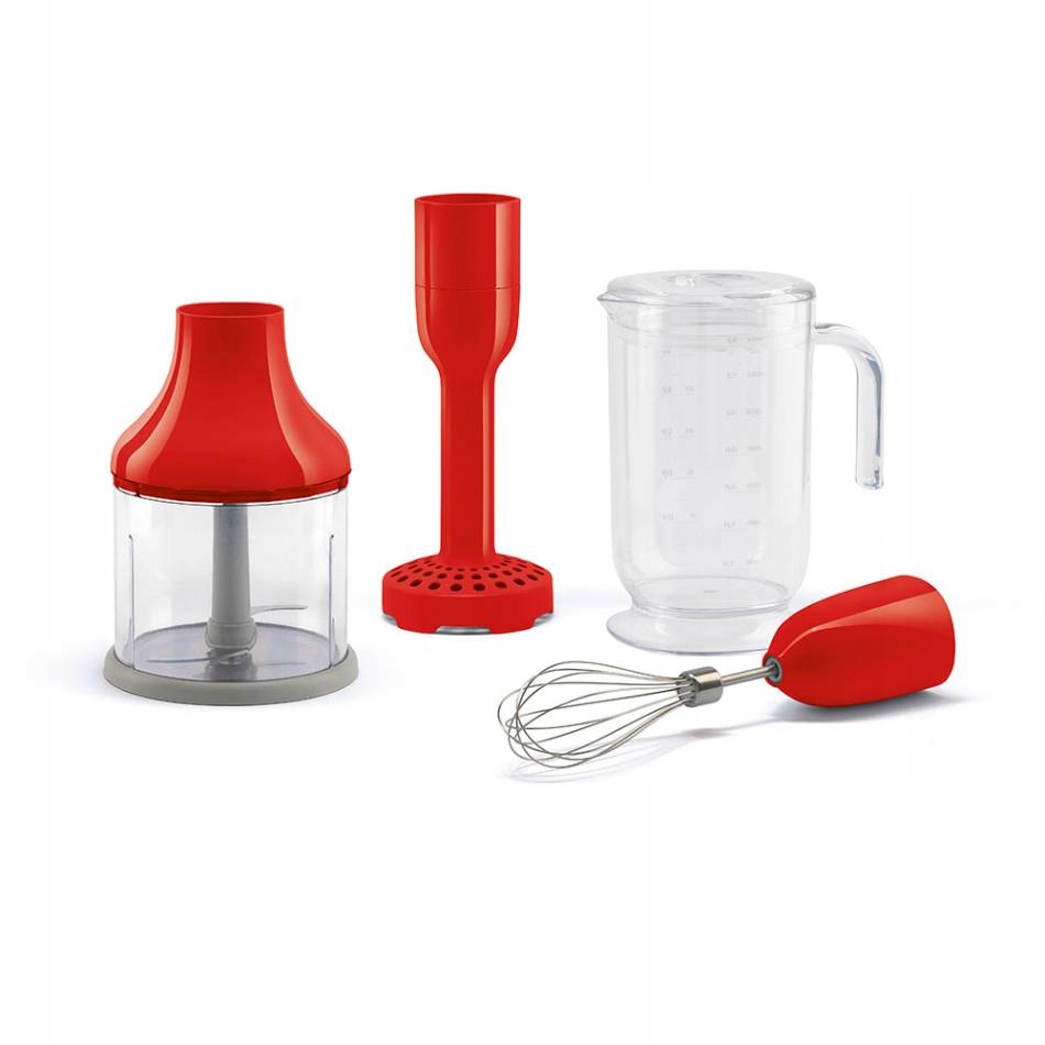 Zestaw 4 akcesoriów do blendera czerwony 50's Style Smeg