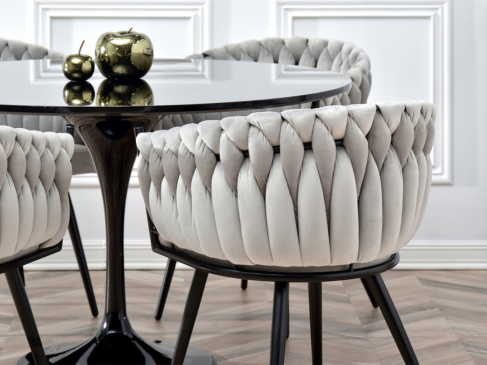 ELEGANCKIE PONADCZASOWE KRZESŁO DO JADALNI JAKOŚCIOWA ROSA SZARY - CZARNY Szerokość mebla 61 cm