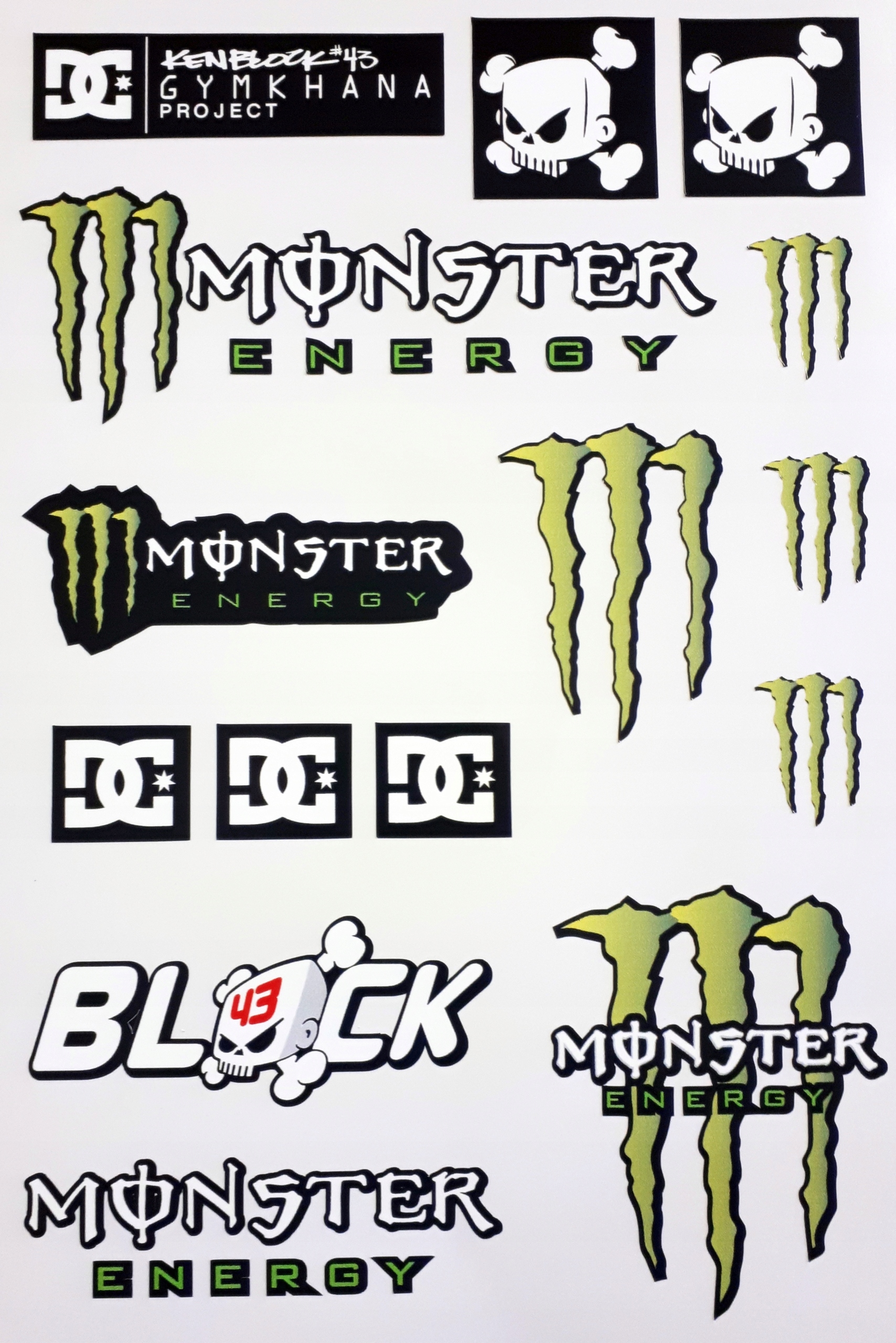 

Zestaw naklejek DC Monster Energy, plansza 15szt.