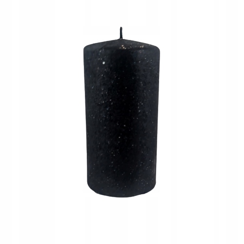 

Świeca Glamour Czarna Brokat Walec Średni 14cm