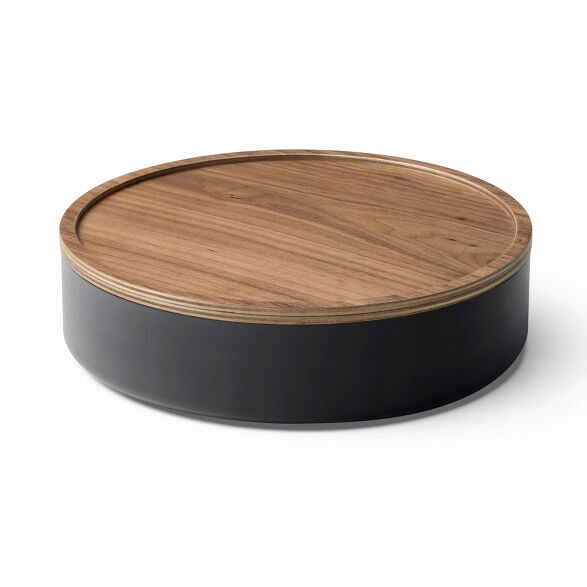 Kulatý úložný box s víkem – mělký – černý