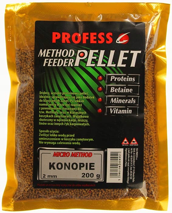 Profess Pellet Micro Method Konopie 2mm 200g Ean: 5906190887528
