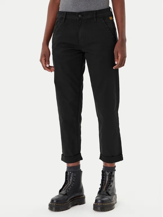 G Star Raw Černé Chinos Kalhoty S Vysokým Pasem A Manžetou 31/30 7AA