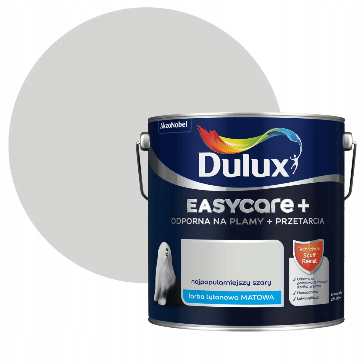 Dulux EasyCare Plus Barva Nejoblíbenější Šedá 2,5L