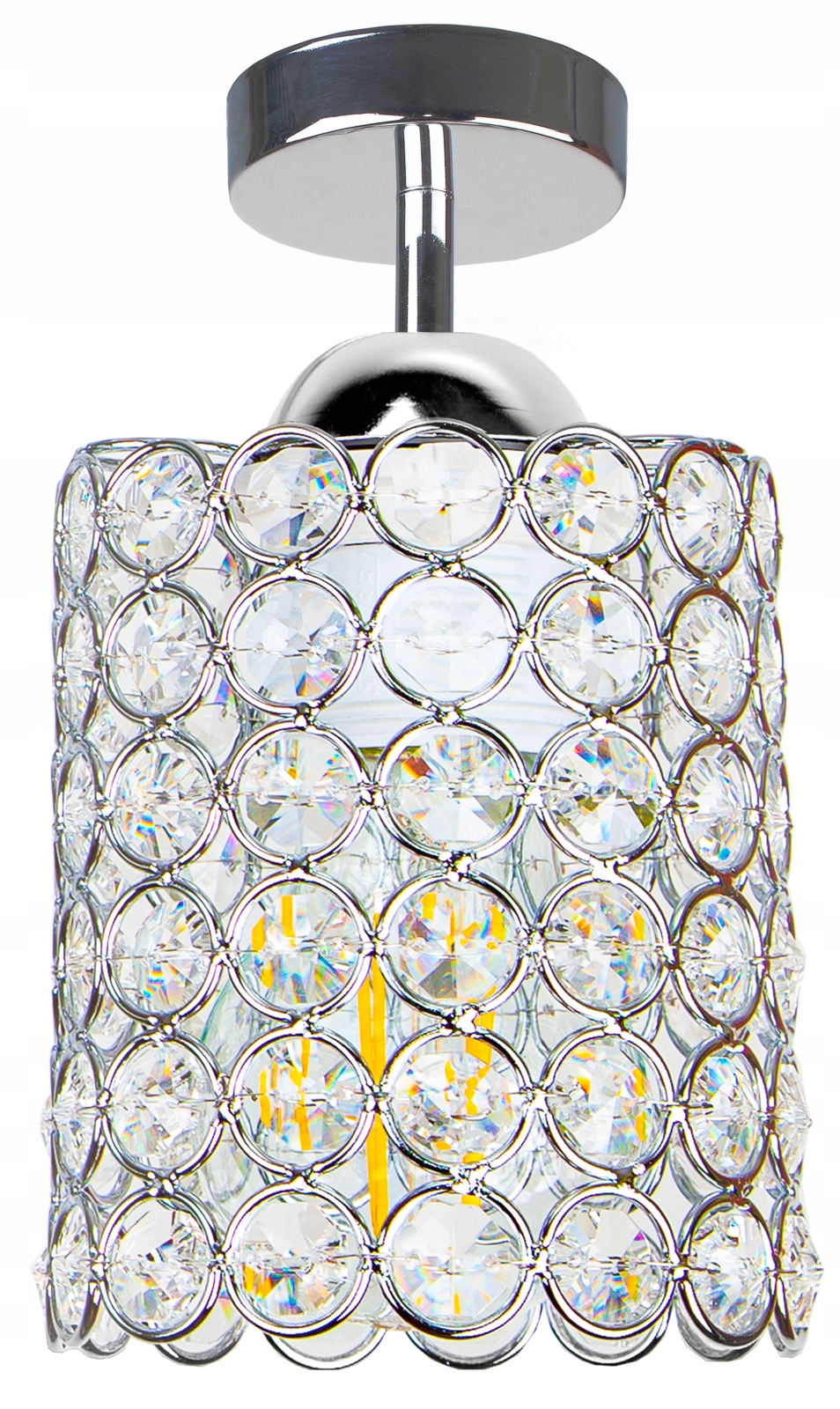 

Szklana Lampa Wisząca Sufitowa Żyrandol Chrom Led