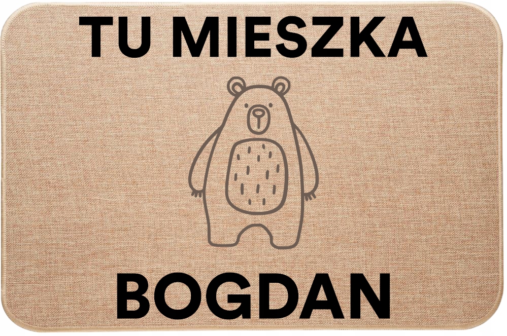 Rohožka s vtipnou potlačou Tu Býva (Medvedík) Vaše meno