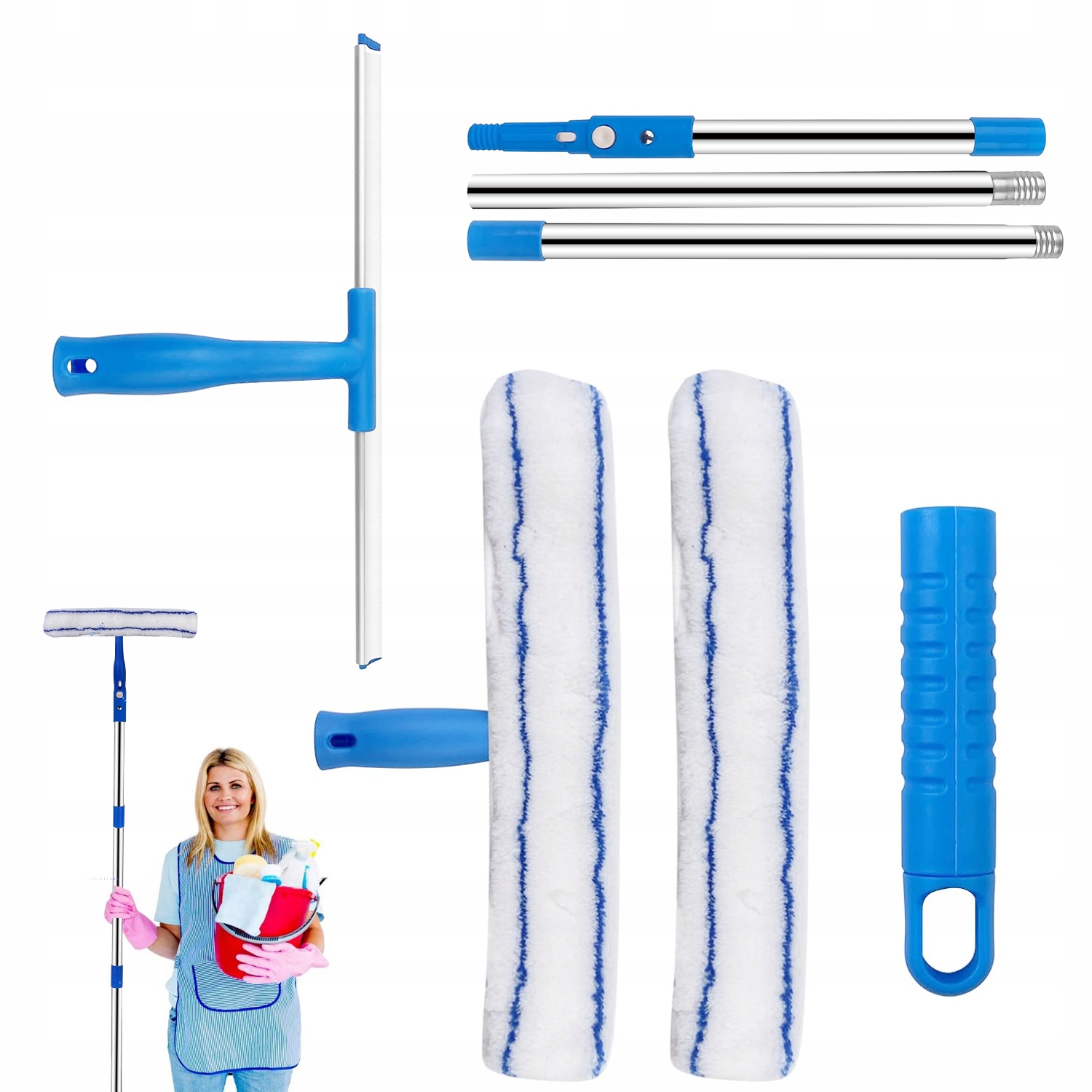 Levně Sada Na Čištění Oken Škrabka Kartáč Mikrovlákno Úchyt Ocel