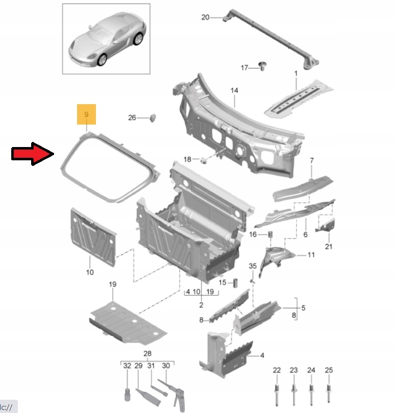Рама захист перетримка багажника PORSCHE CAYMAN BOXSTER