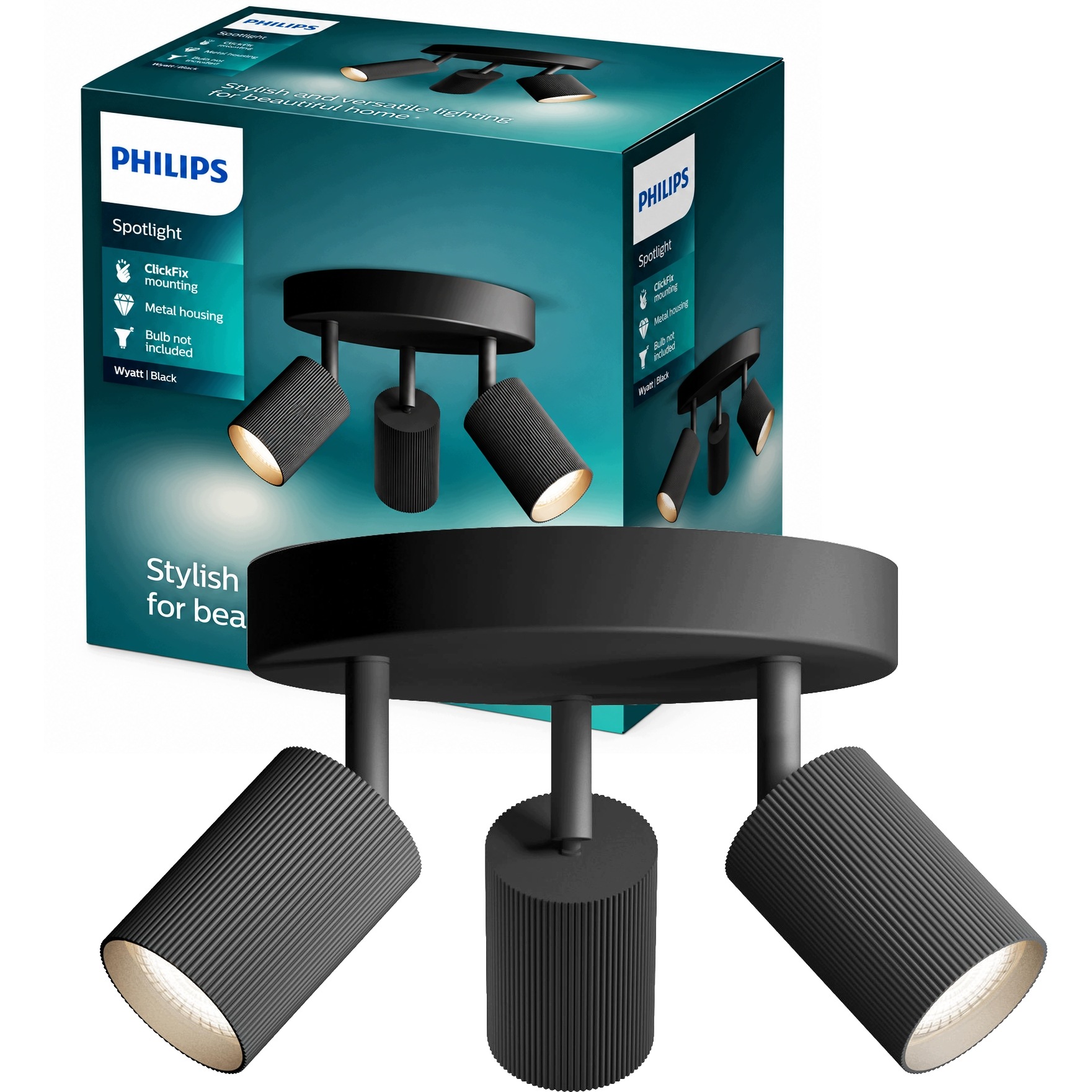 Stropní Svítidlo rýhované 3x GU10 Led, nastavitelné bodové svítidlo Stropní Svítidlo Wyatt Philips