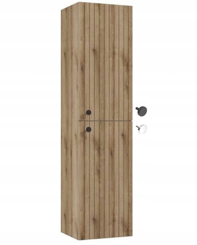Koupelnový sloupek závěsná skříňka s rýhovaným dekorem dub evoke 140x35 cm