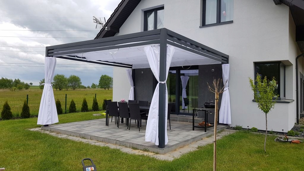 KURTYNA ZASŁONA OSŁONA OD WIATRU FIRANA NA PERGOLĘ ALTANĘ PATIO NA WYMIAR Marka Sun Shade