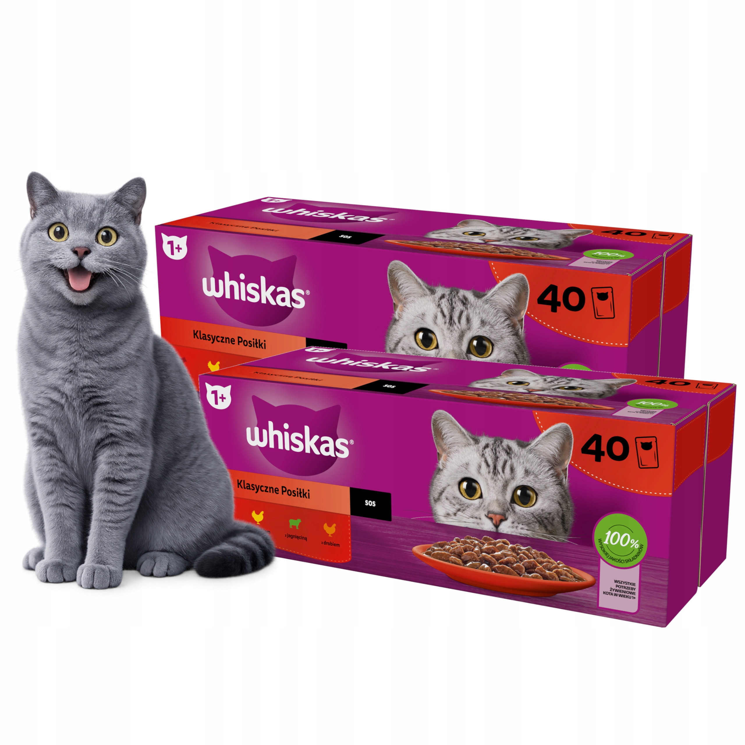Levně 2x Mokré Krmivo pro kočky Whiskas Klasické pamlsky v omáčce Mix 40x85 g