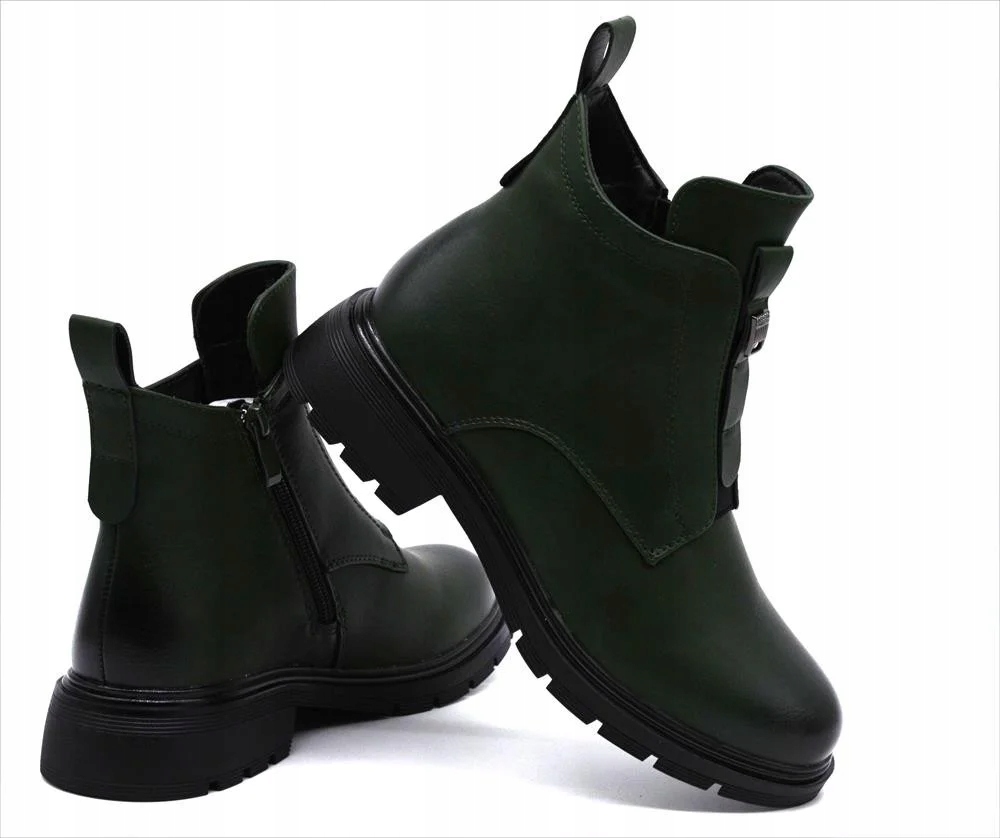 Dámské kotníkové boty z ekokůže, pohodlné, zateplené Jezzi RMR2501-1 vel. 37 zelené