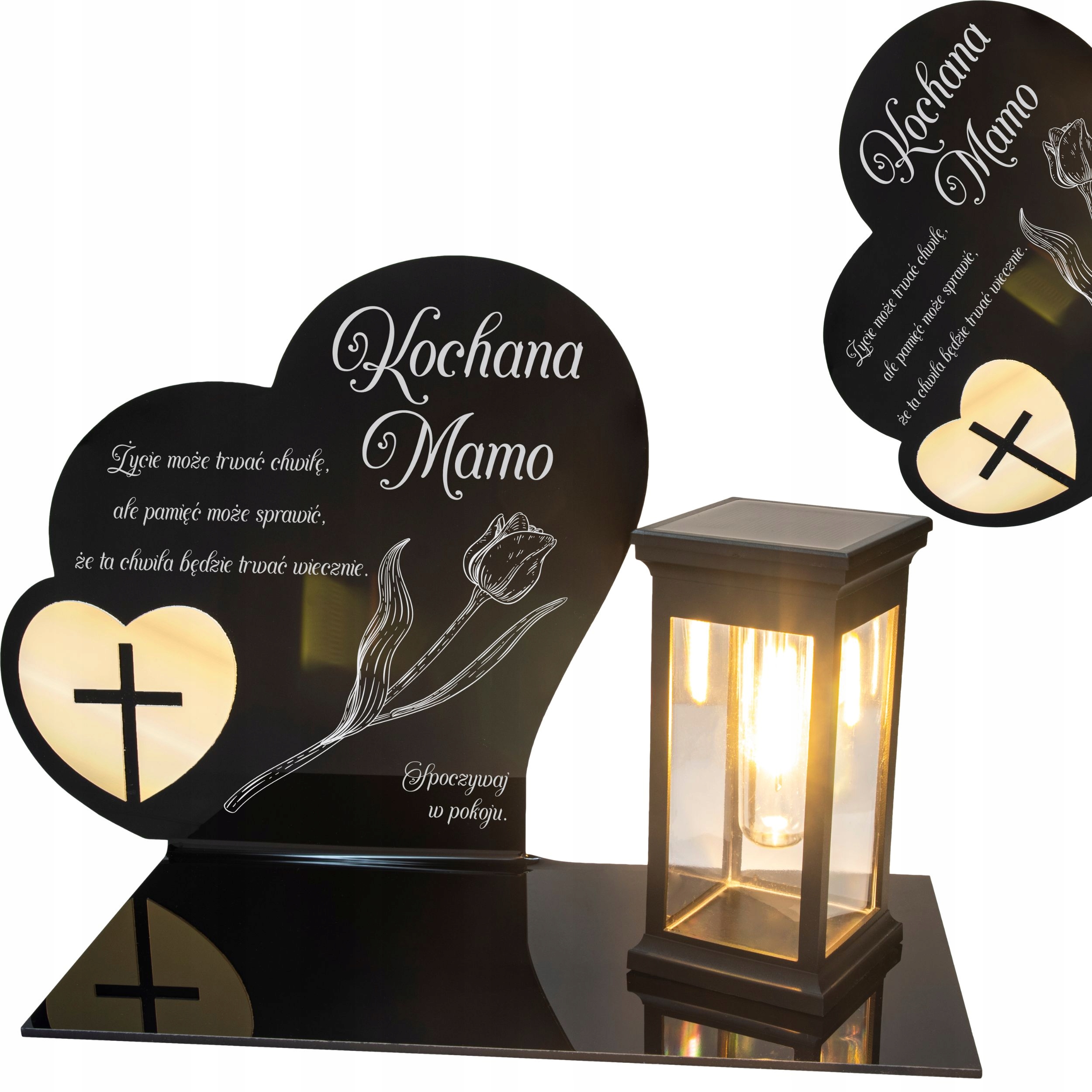 Hřbitovní Svíčka s gravírováním Věčná Led Lampička Lucerna Soška pro maminku