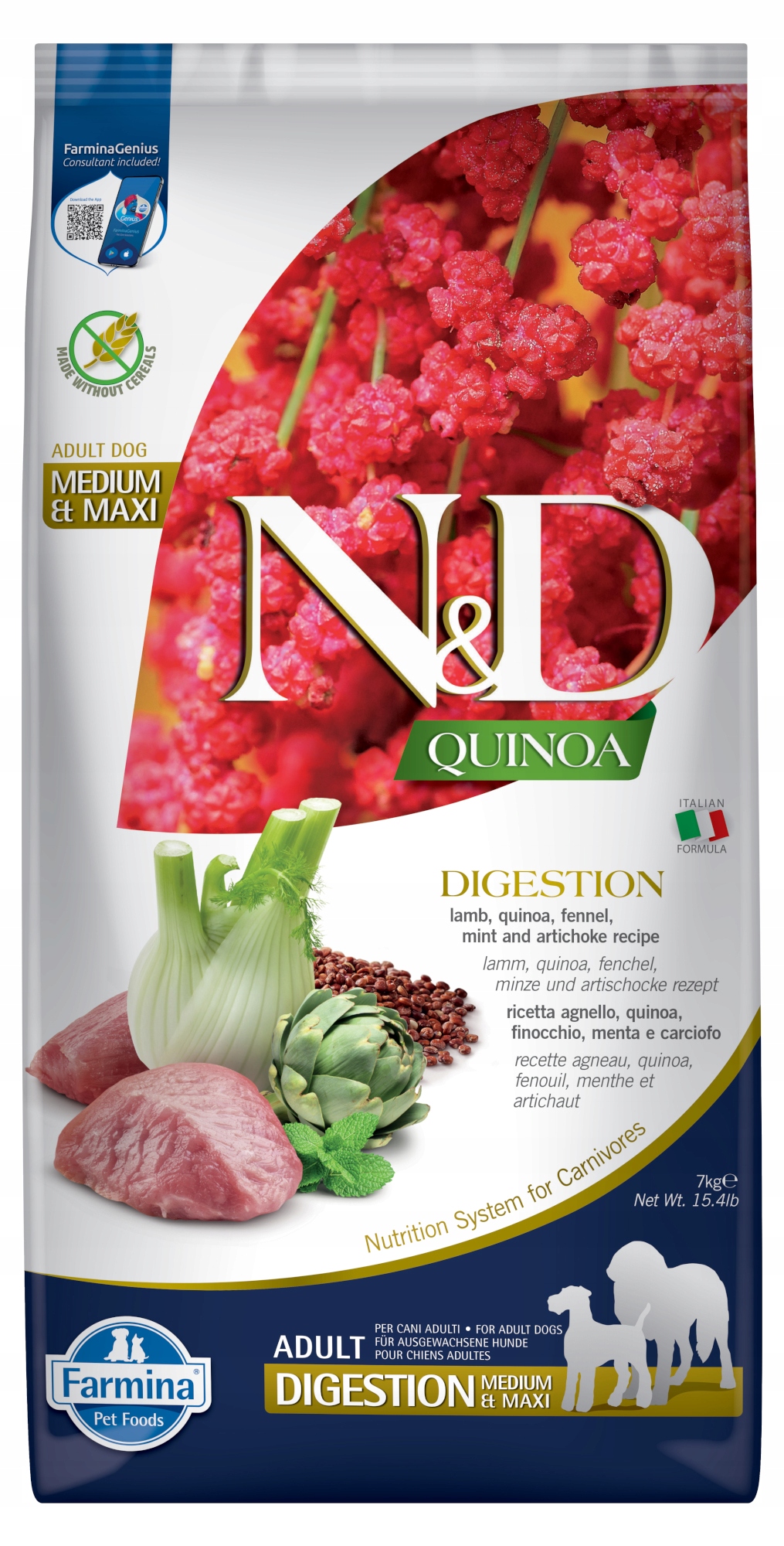 Nd Quinoa Digestion Adult Lamb 7 kg Medium Maxi