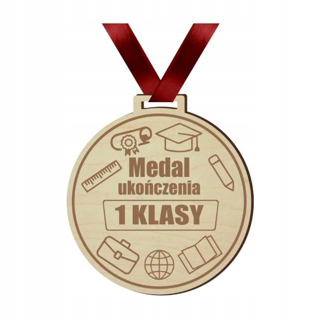 

Medal ukończenia 1 Klasy taśma Bordo koniec Roku