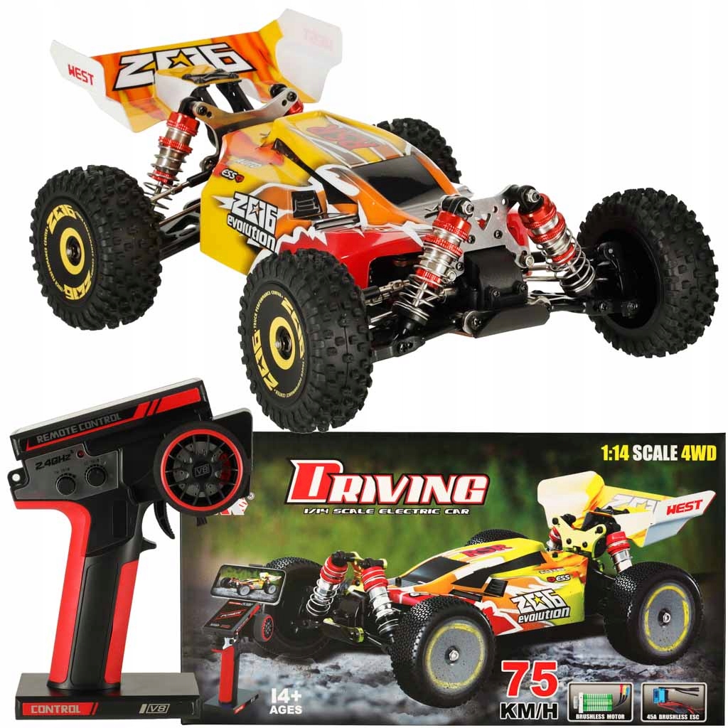 Samochód Zdalnie Sterowany Wltoys 144010 Auto Rc 4x4 Bezszczotkowy 75km/h