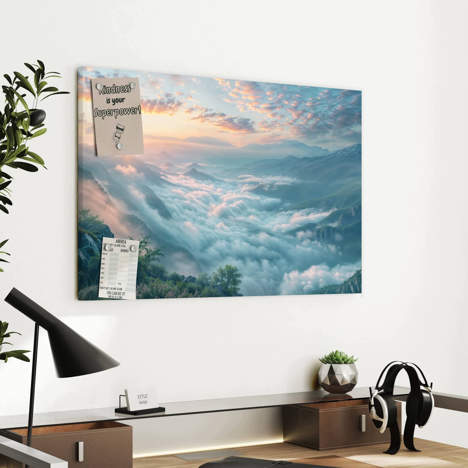 Magnetická tabule Poranna mgla Hory 60 × 40 cm