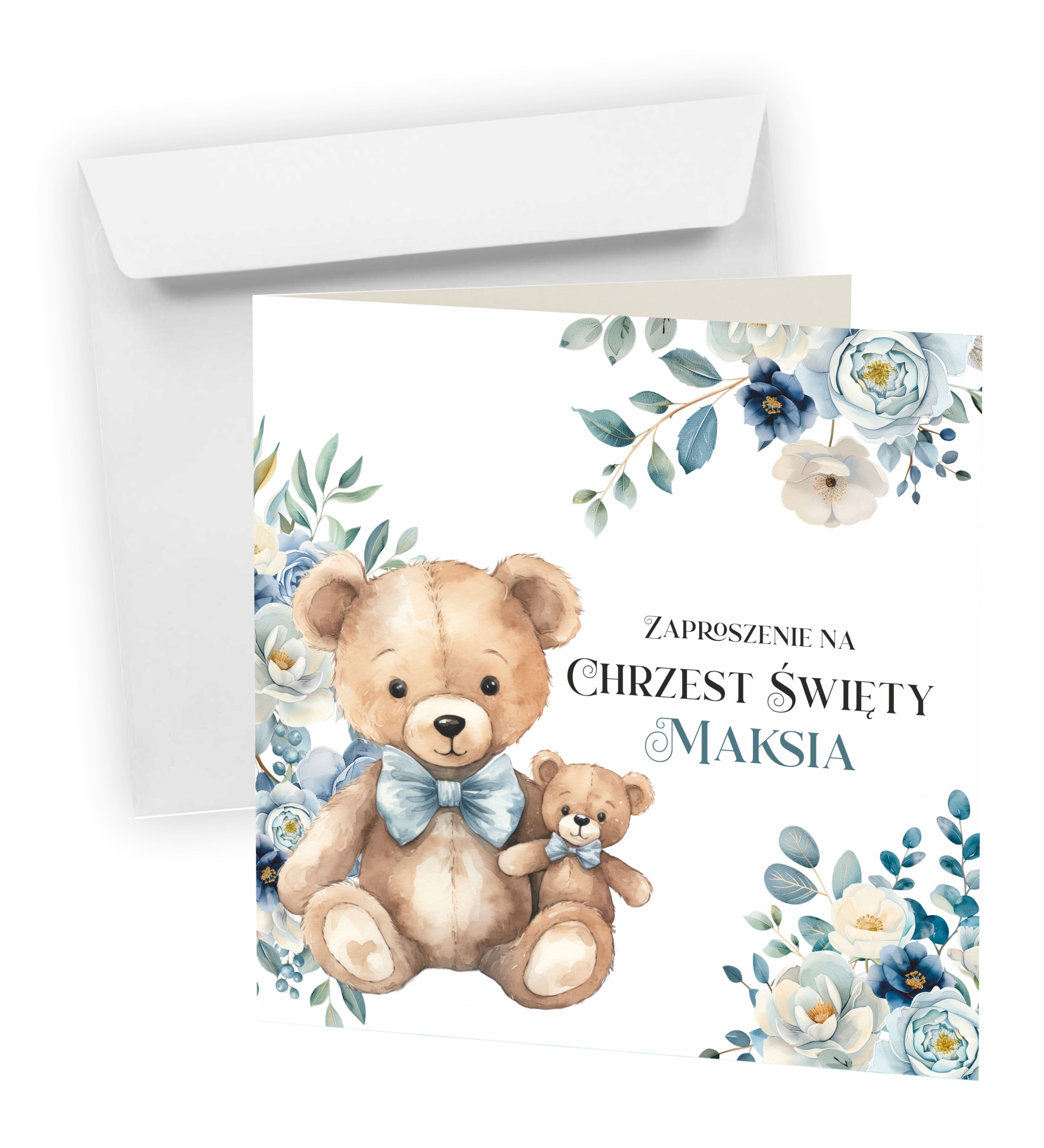 ZAPROSZENIE NA CHRZEST ŚWIĘTY + KOPERTA + IMIĘ DZIECKA + EKSPRES