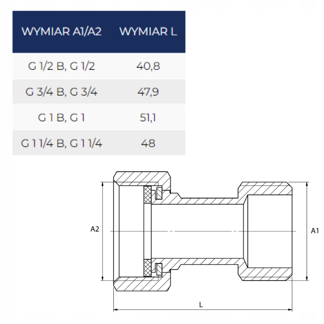 Polsrubunek 1 cal 1x1 mosiężny prosty Marka Diamond