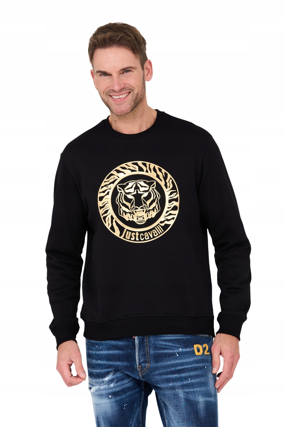 Just Cavalli Černá mikina T-round Gold S