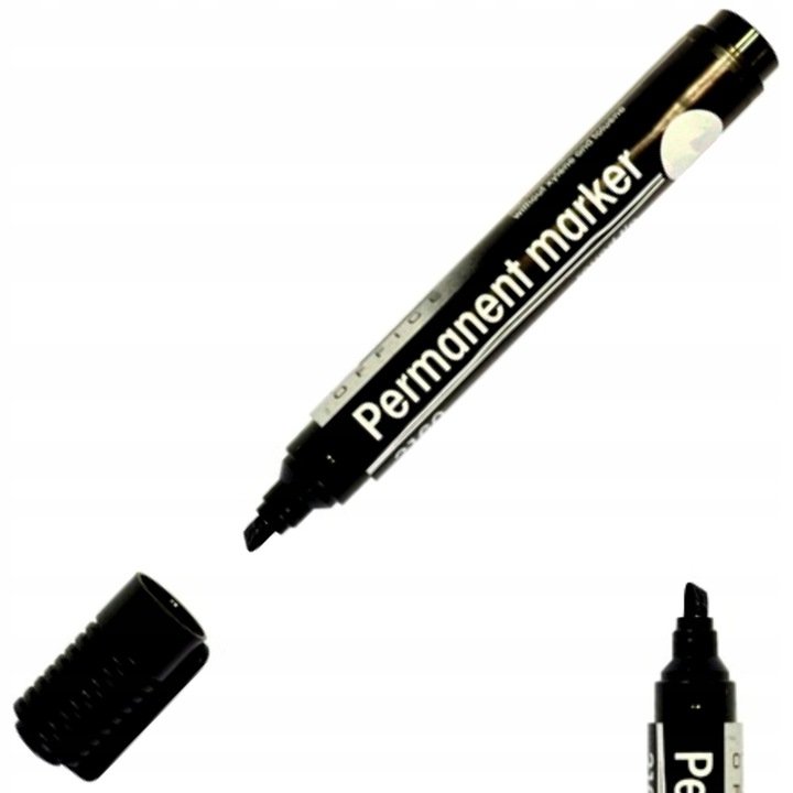 Marker permanentny D.RECT OFFICE ścięty czarny