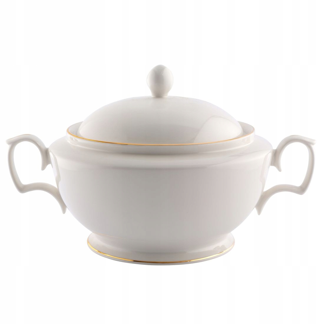 Polévková váza 2,7 l s porcelánovým víkem MariaPaula Klasika Ecru Zlatá linie