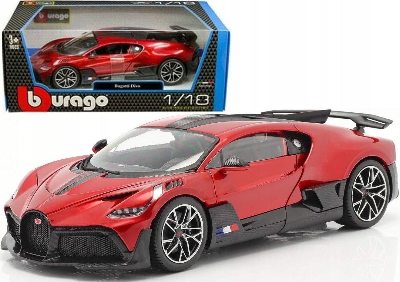 Bugatti Divo 1:18 supercar červený model BBurago 11045