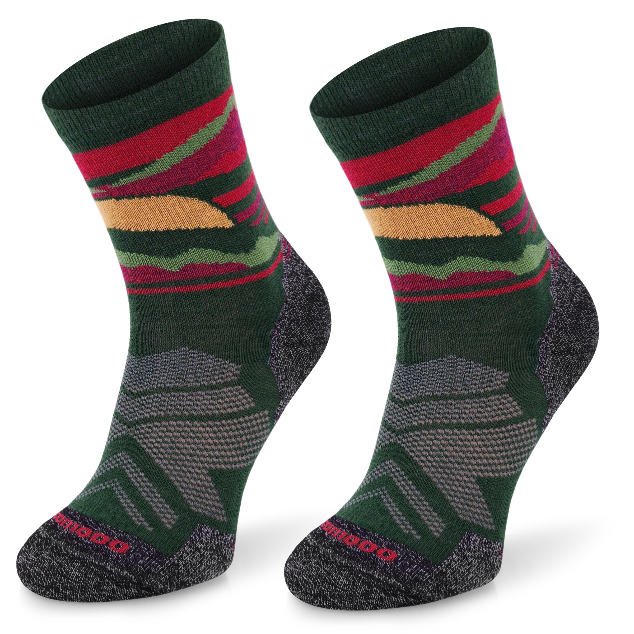 Termoaktywne wełniane zielone skarpety trekkingowe 70% wełny merino 35-38