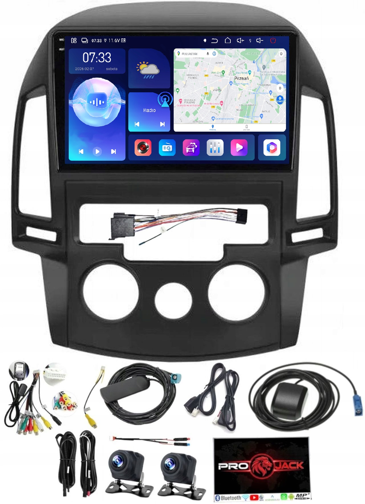 Rádio Navigácia Carplay Gps Android Bt Hyundai I30 2006-2012 6GB 128GB Sim