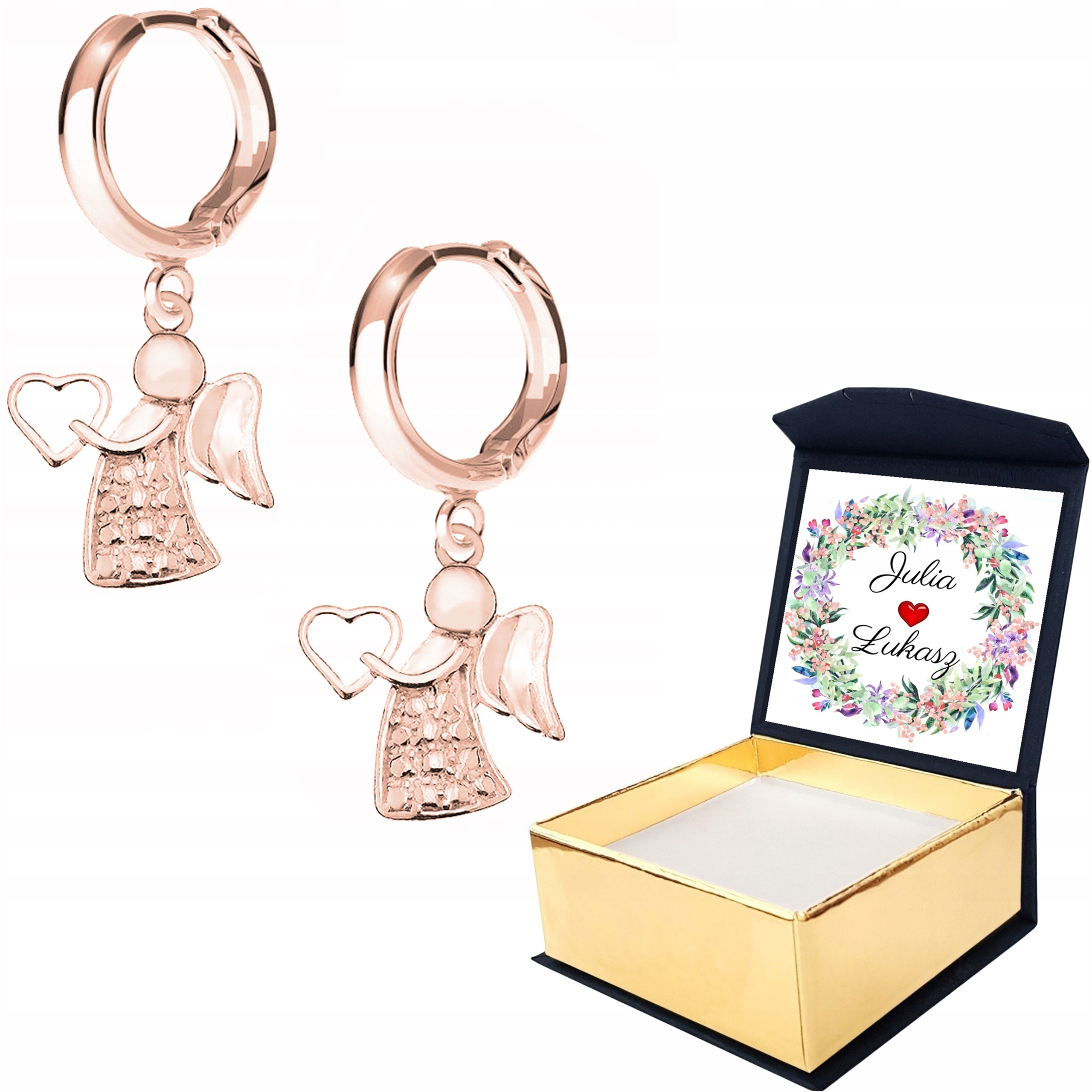 Náušnice růžové zlato Anděl Andílek Vlastní Potisk