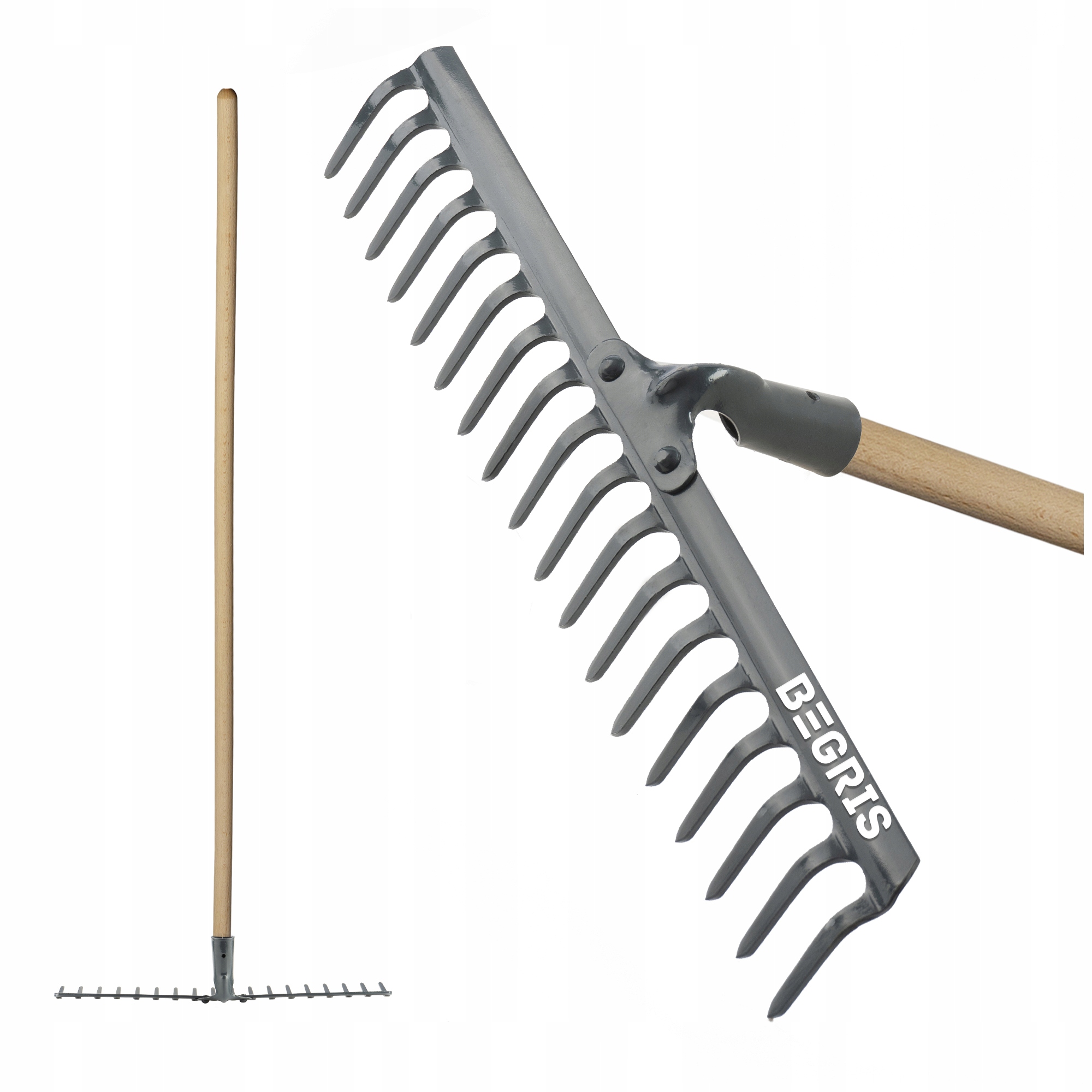 GRABIE OGRODOWE Z KIJEM WZMOCNIONE 18 ZĘBÓW TRZON Szerokość głowicy 47 cm