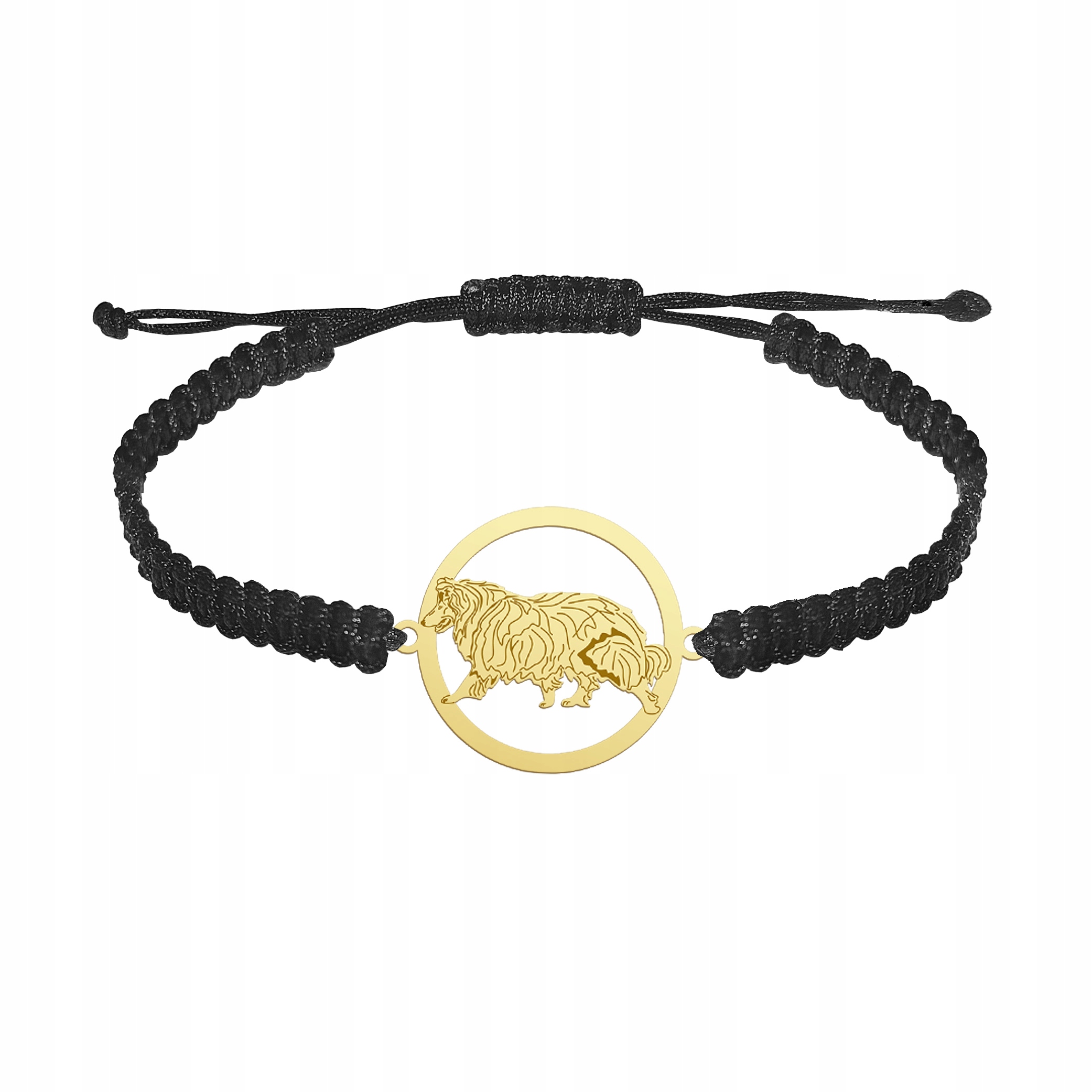 Zlatý náramek ze skotského ovčáka s dlouhým vlasem 925 Žena Makramé Gravírování