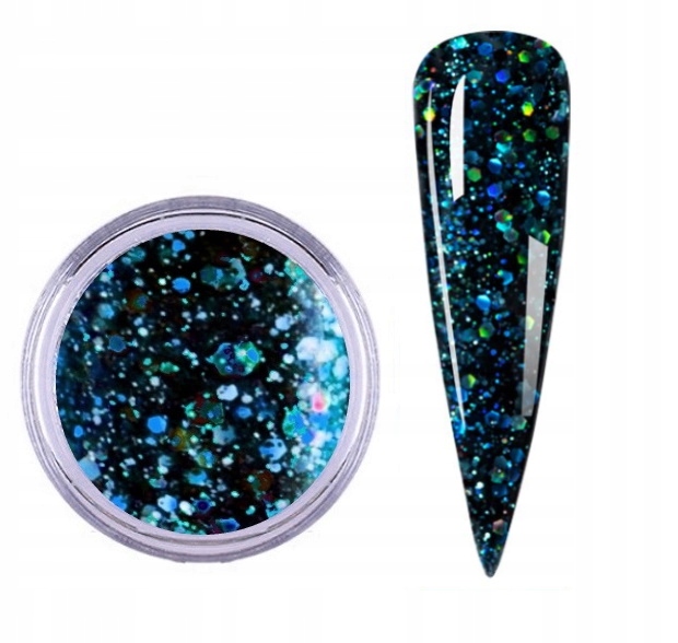 

Galaxy na Paznokcie Brokat Piegi Turkus Black nr6