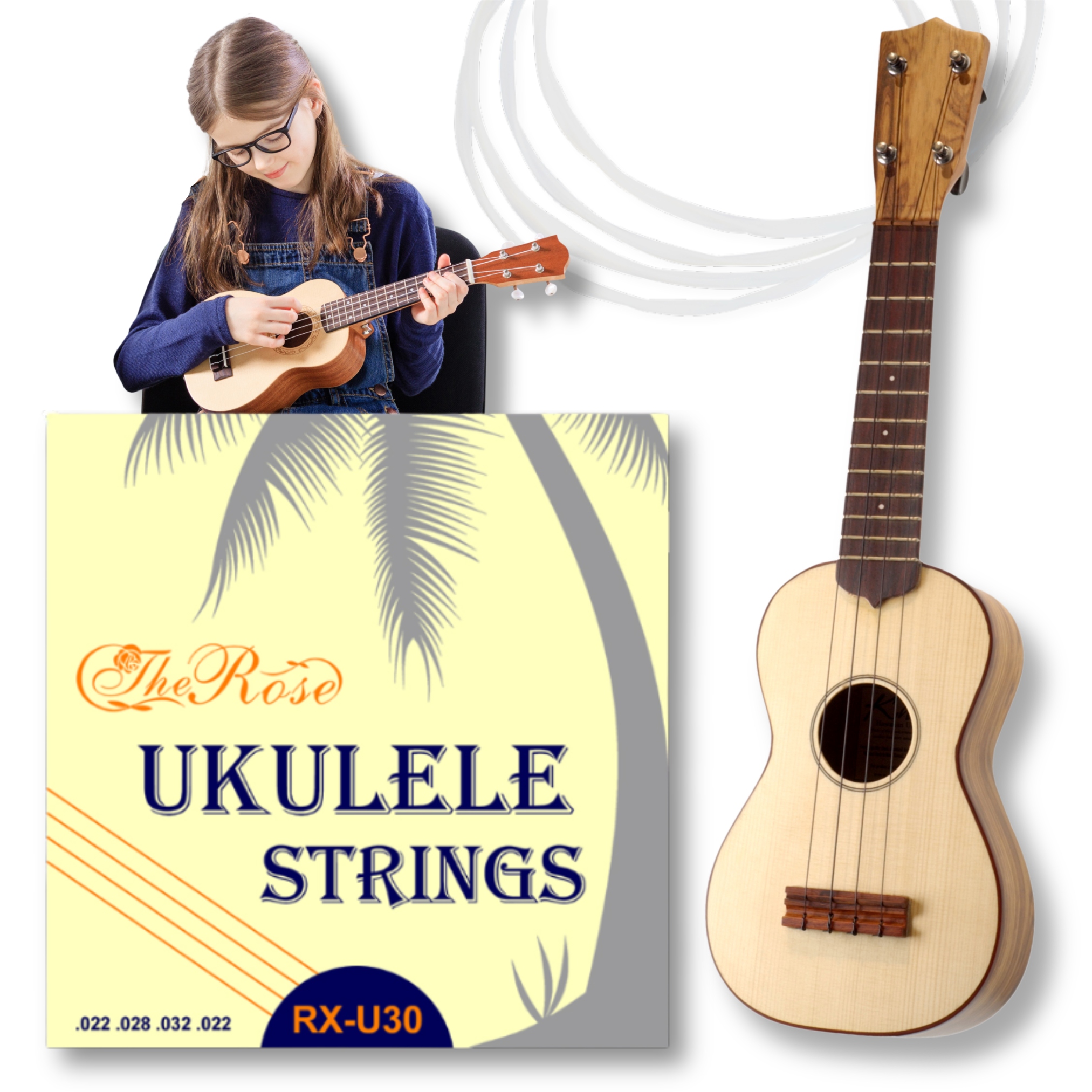 PROFESJONALNE STRUNY DO UKULELE KONCERTOWEGO NYLONOWE MIĘKKIE RX-U30