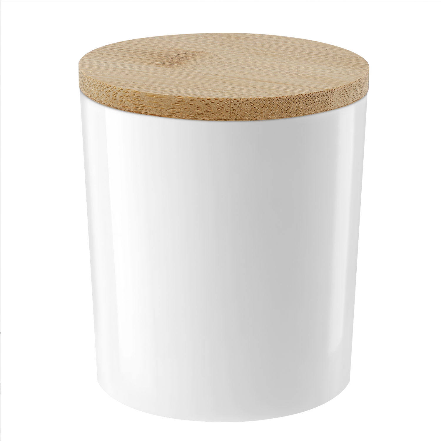 Sklenice na svíčky bílý lesk 300 ml s bambusovým víčkem 72 kusů