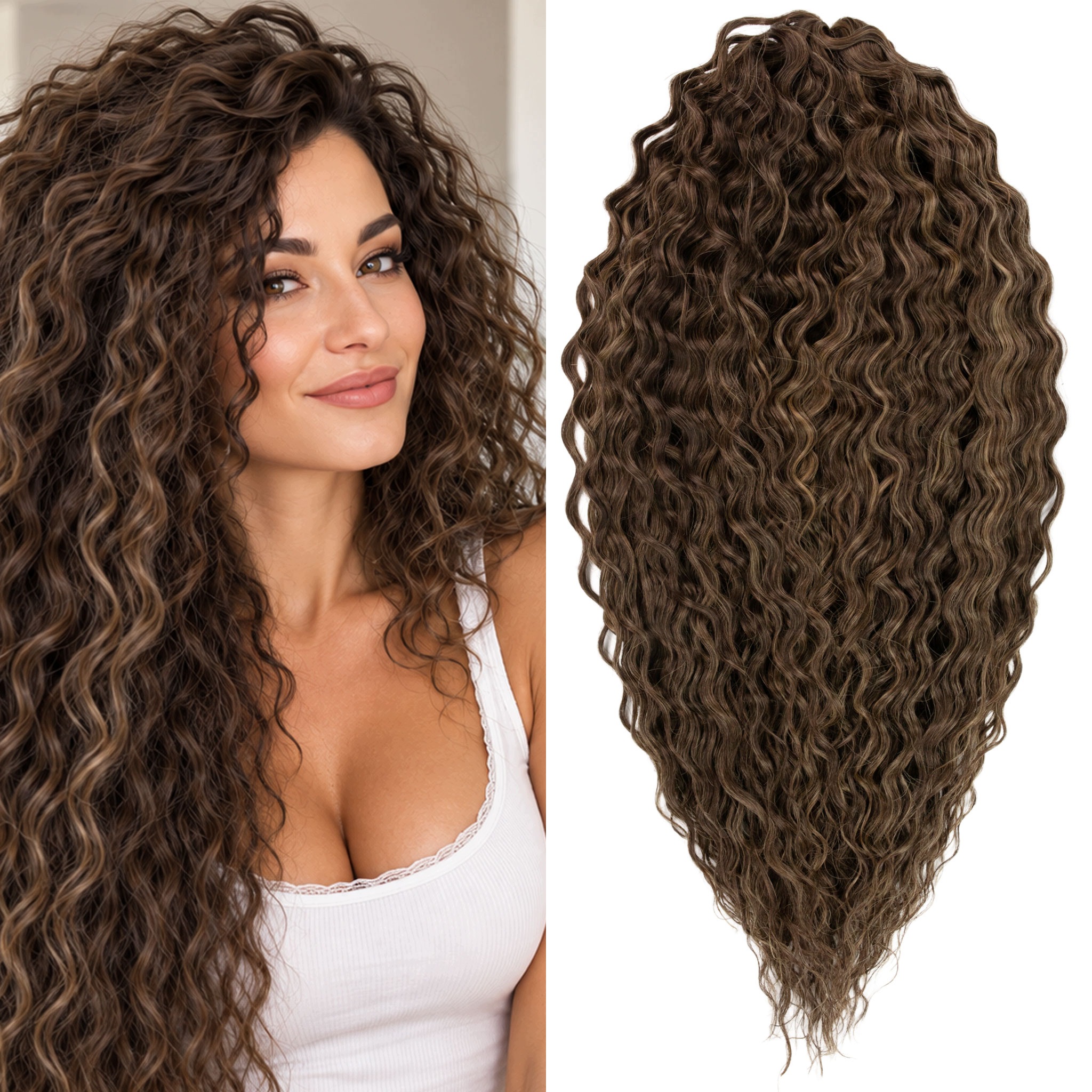 Włosy syntetyczne fale Afroloki Ariel Pro Arielki brąz balayage 55cm 300g