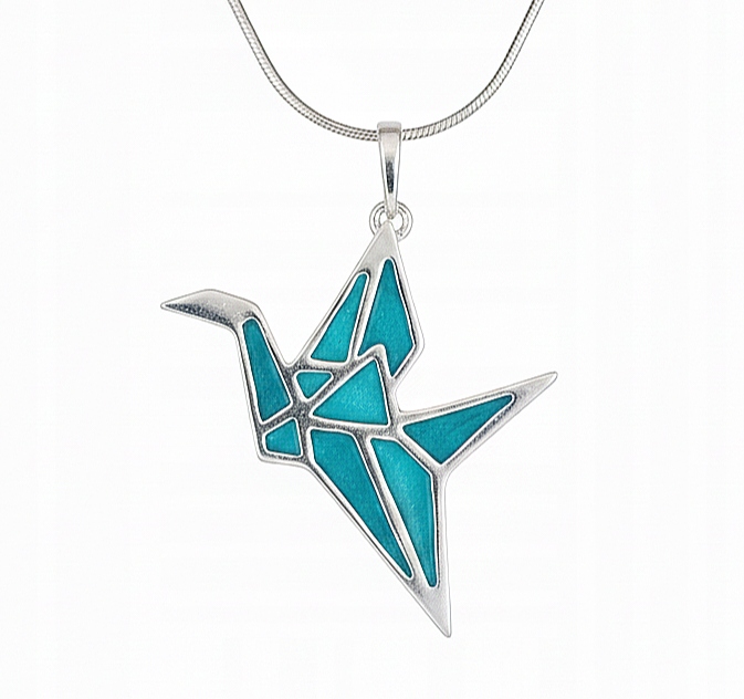 Stříbrný Přívěsek Pták Origami S Klenotnickým Smaltem, Přívěsek