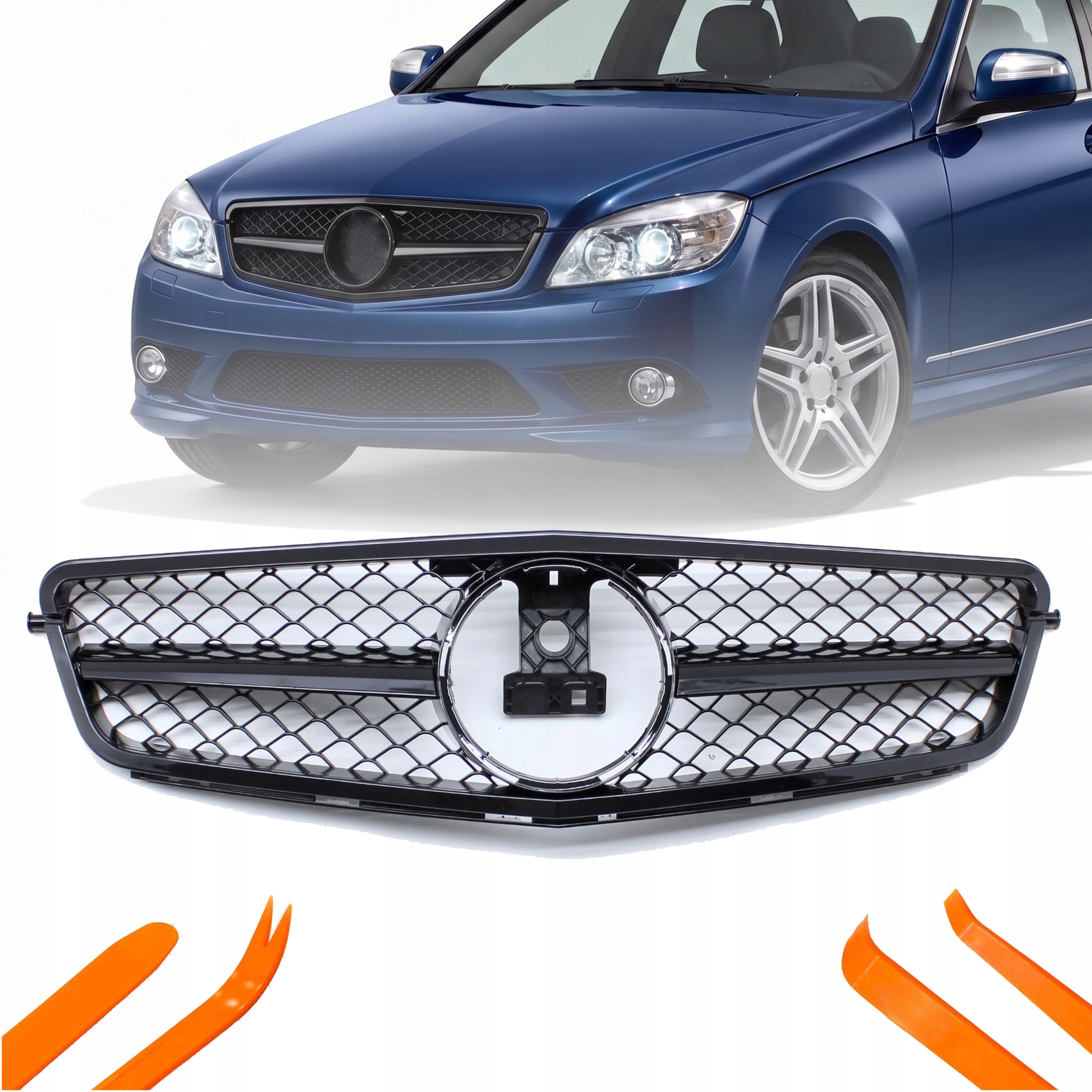 Atrapa Grill Mercedes Db C W204 07-14 Černá Stříbrná Amg Style