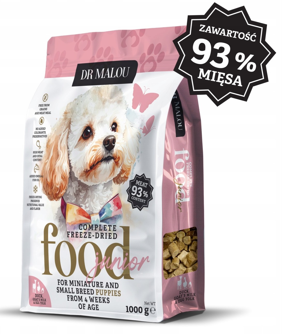 DrMalou karma liofilizowana szczenięta Kaczka, Kozie Mleko I Żółtko 1 kg