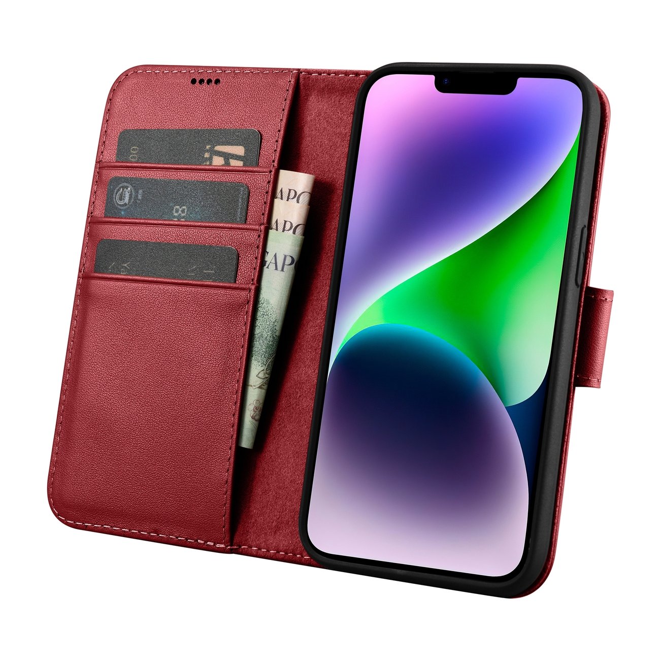 2w1 etui skórzany pokrowiec z klapką iPhone 14 Plus Anti-RFID Wallet Case