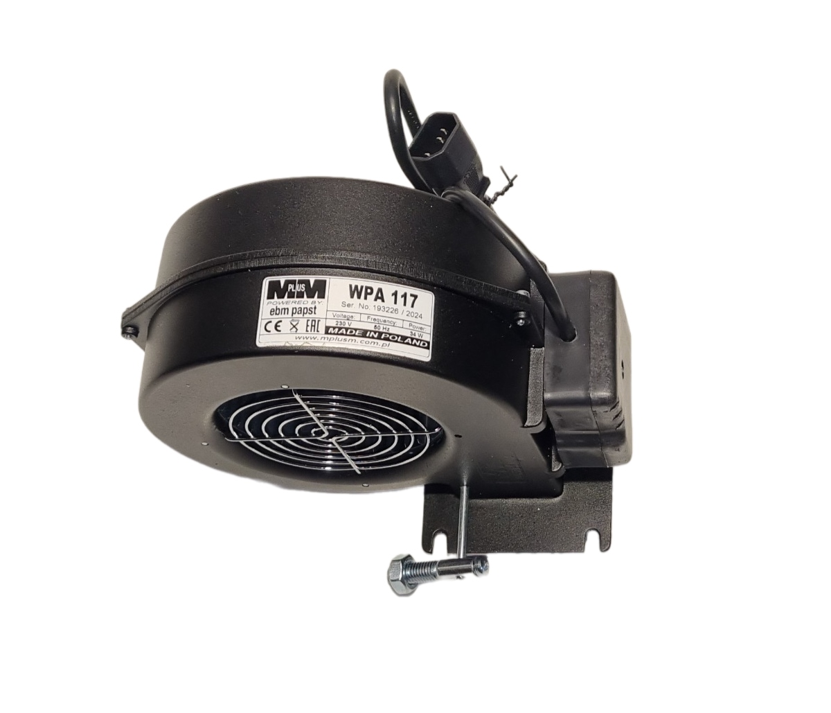 Dmuchawa Wentylator Do Pieca Kotła Wpa 117 34W Czarny Klapka Od Spodu