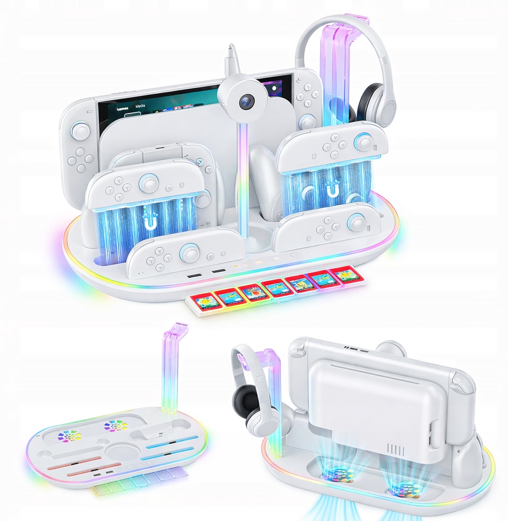 Stacja Ładująca RGB + Organizer do Nintendo Switch 2 NS 2 Joy-Con Pro Pad