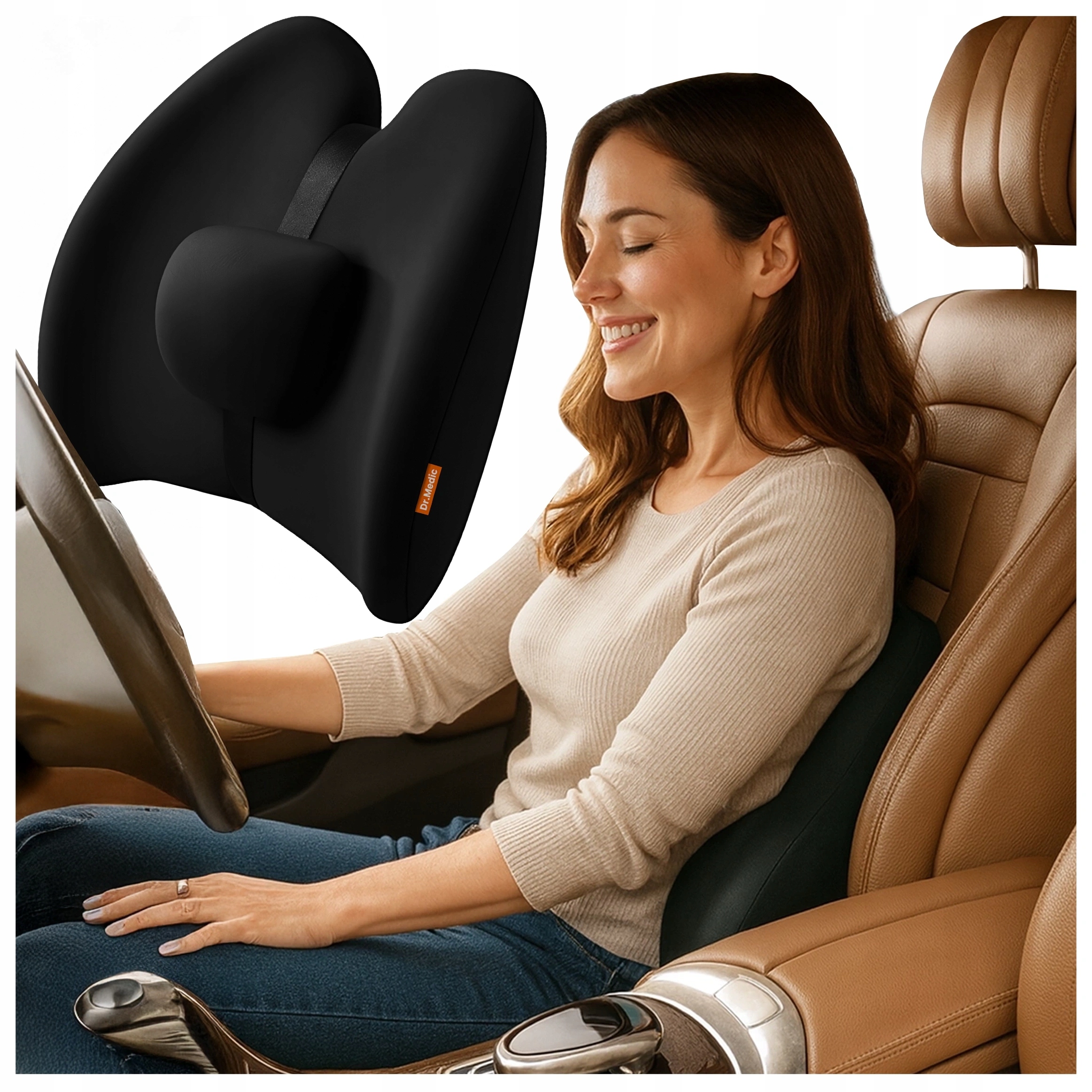 Poduszka samochodowa masująca lędźwiowa ergonomiczna pod plecy Dr.medic