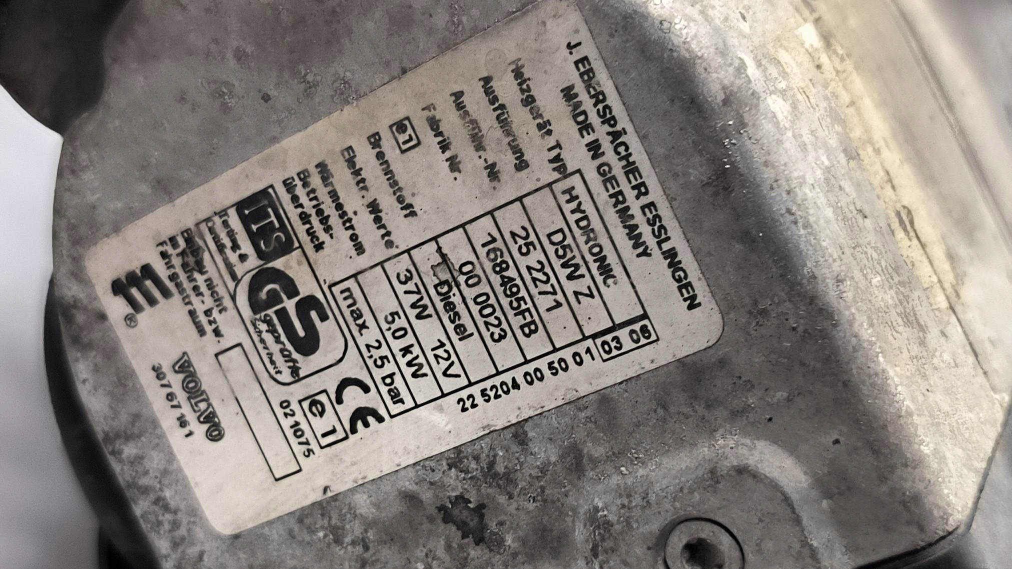 WEBASTO heating D5WZ VOLVO S40 II
