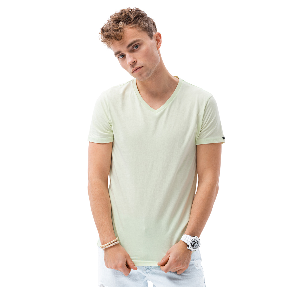 

T-shirt męski bawełniany basic S1369 limonkowy M